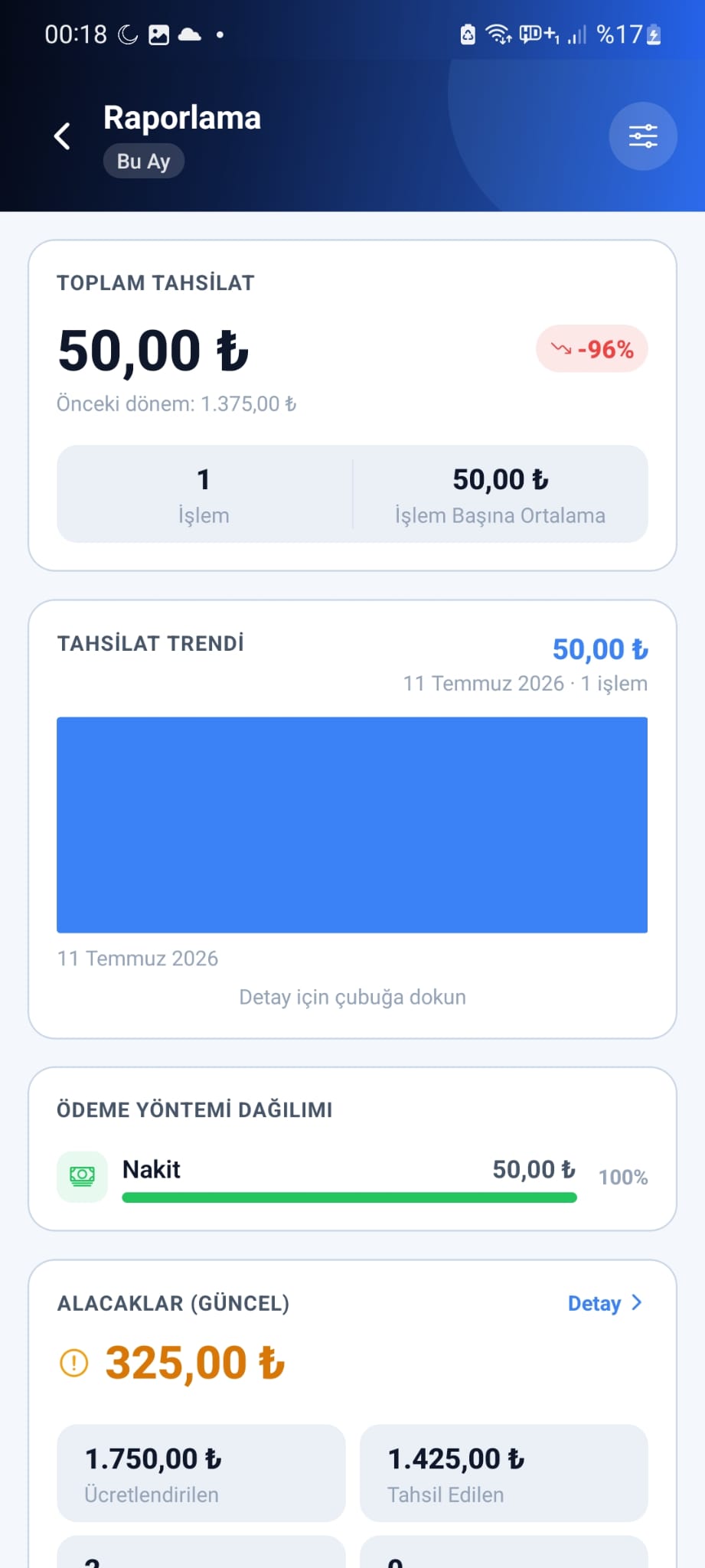 Raporlar ekranı